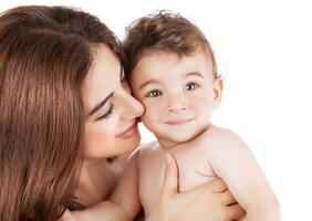 Happy mother with little baby photo
