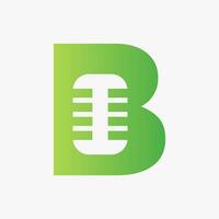 Letter B Podcast Logo. Music Symbol Vector Template