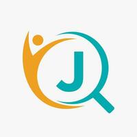 Letter J Search and Heathcare Logo Design. Community Finder Logo Symbol vector