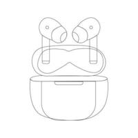 Thin vector icon of AirPods wireless headphones for apps and websites