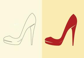 A distinct pair of colourful women's shoes. women's stiletto high-heeled shoe collection. stylish shoes for girls. vector