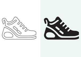 Isolated Flat Vector Silhouette Sneakers or Shoes Icon Set Icons of Footwear