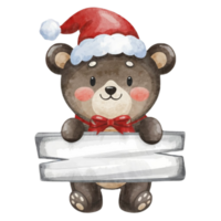 Bear Holding A White Sign Blank  AI Generative png