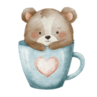 Bear Lying In A Coffee Mug  AI Generative png