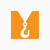 Letter M Crane Symbol For Construction Logo Sign vector