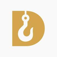 Letter D Crane Symbol For Construction Logo Sign vector