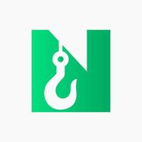 Letter N Crane Symbol For Construction Logo Sign vector