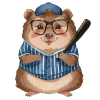 Groundhog Wear Glasses And Wearing A Baseball Uniform  AI Generative png