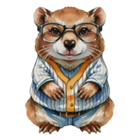 Groundhog Wear Glasses And Wearing A Baseball Uniform  AI Generative png