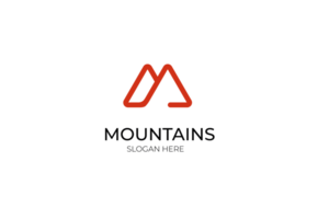 creative mountain logo with abstract initial M logo design collection. png