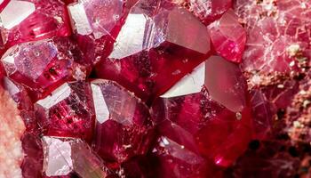 macro photo of ruby texture with crystal structure