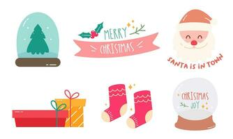 Cute Hand Drawn Colorful Christmas Doodles,  Set of Christmas Elements Collection in Doodle Style vector