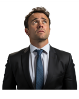 man in a suit, facial expression is serious, straining . AI Generated png