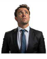 man in a suit, facial expression is serious, straining . AI Generated png