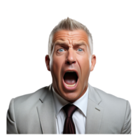 man in a suit crying angry screaming . AI Generated png