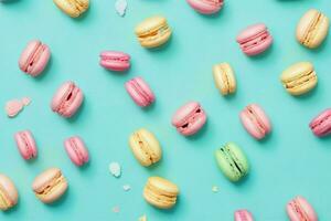 Colorful french macarons. AI Generative Pro Photo