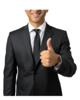 close up shot of a man in a suit, making the ok sign . AI Generated png