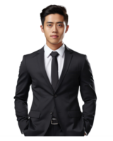 Young Asian man in a suit is happy . AI Generated png