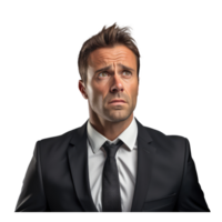 man in a suit, facial expression is serious, straining . AI Generated png