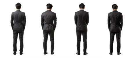 man in a suit with his head down and hands down, standing upright . AI Generated png