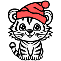 adorabile tigre indossare un' Natale cappello png
