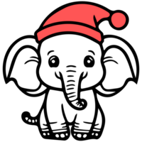 Adorable Elephant Wearing a Christmas Hat png