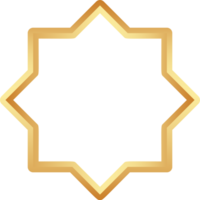 Islamic golden frame shape. Ramadan window with ornament. Oriental decoration design. Arabian traditional element and sign. png