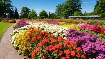 un hermosa maravilloso flor jardín muy lleno con vibrante generado por ai foto