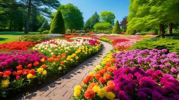 A beautiful stunning flower garden bursting with vibrant generated by Ai photo