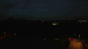 Aerial Footage of British Illuminated Luton Town at Just After Sunset during Night. The Footage Captured on September 1st, 2023 with Drone's Camera. Luton, England United Kingdom video