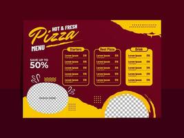 Fresh pizza horizontal design menu template vector