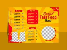 Fast food menu price list template design vector