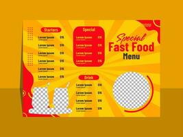 Fast food menu price list template design vector