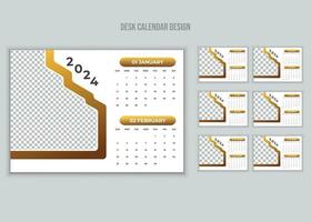 Desk Calendar 2024 Or Monthly Weekly Schedule New Year Calendar 2024 Design Template. vector