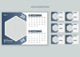 Desk Calendar 2024 Or Monthly Weekly Schedule New Year Calendar 2024 Design Template. vector