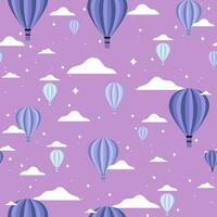 Seamless pattern Hot air ballons over cloudy sky vector