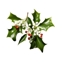 christmas holly leaves and berries ai generative png