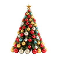 Natale albero con colorato ornamenti vacanza isolato ai generativo png