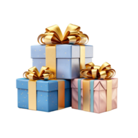 Colorful christmas and happy new year gift boxes ai generative png