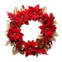 décoratif couronne de rouge poinsettia fleur pour Noël décoration ai génératif png