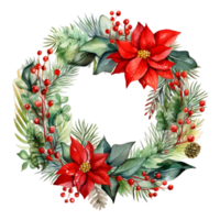 festivo Natale poinsettia fiore ghirlanda ai generativo png