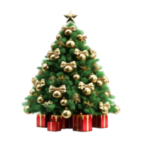 Natale decorativo verde albero con rosso regalo scatola ai generativo png