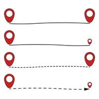 Red pin location icon. Hand drawn sketch style place maker, location pin, gps point pictogram. Vector illustration