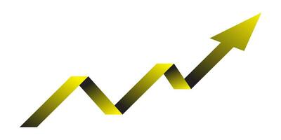 black yellow gradient growing up arrow icon isolated on white background vector