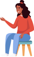 Happy Young Woman Talking Conversation with a Friend, Flat Style Illustration. png