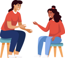Happy Young Woman Talking Conversation with a Friend, Flat Style Illustration. png
