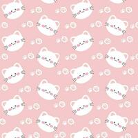 Cat faces and paws seamless pattern vector