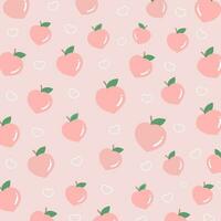 seamless pattern with peach on pink background vector