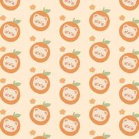 Kawaii bear and orange seamless vector pattern background