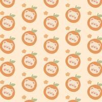 Kawaii bear and orange seamless vector pattern background